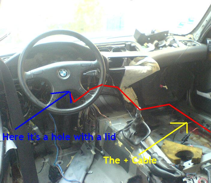 E34 battery move (engine to rear seat)
